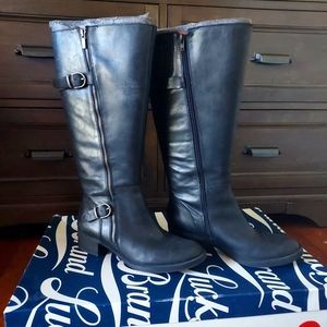 Lucky Brand Black Leather Boots Wide Calf